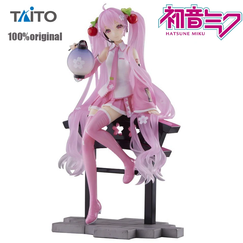 

In Stock Original TAITO AMP VOCALOID Hatsune Miku Figure Sakura Miku Lantern 18Cm Anime Action Figurine Model Toys for Girl Gift