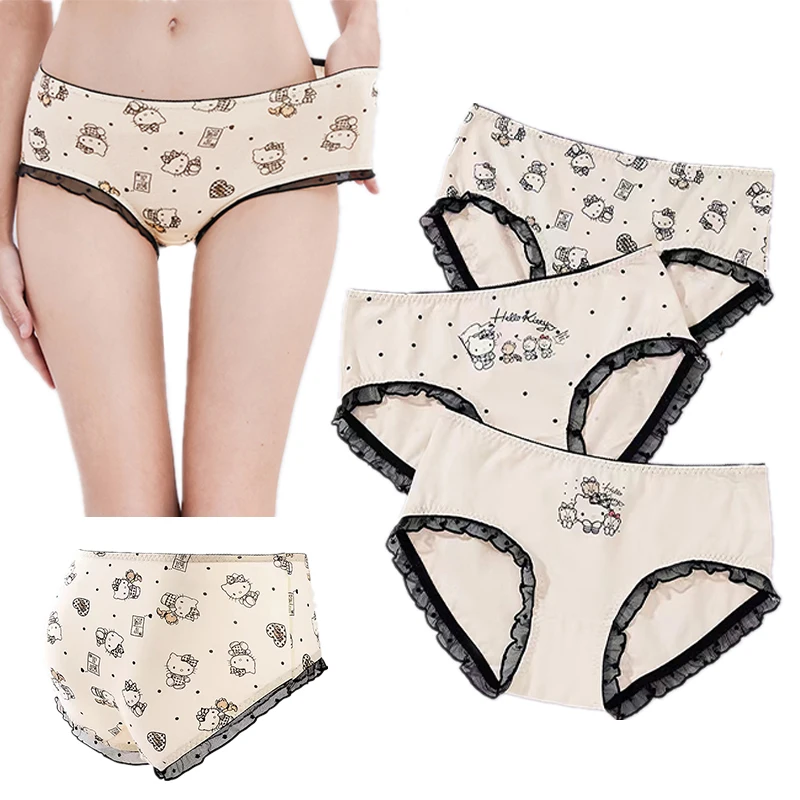 3Pcs Anime Hellokts Kawaii Cotton Briefs Panties Cartoon Breathable Lace Mid Waist Women Underwear Kt Cat Sweet Soft Underpant
3Pcs Anime Hellokts Kawaii Cotton Briefs Panties Cartoon Breathable Lace Mid Waist Women Underwear Kt Cat Sweet Soft Underpant