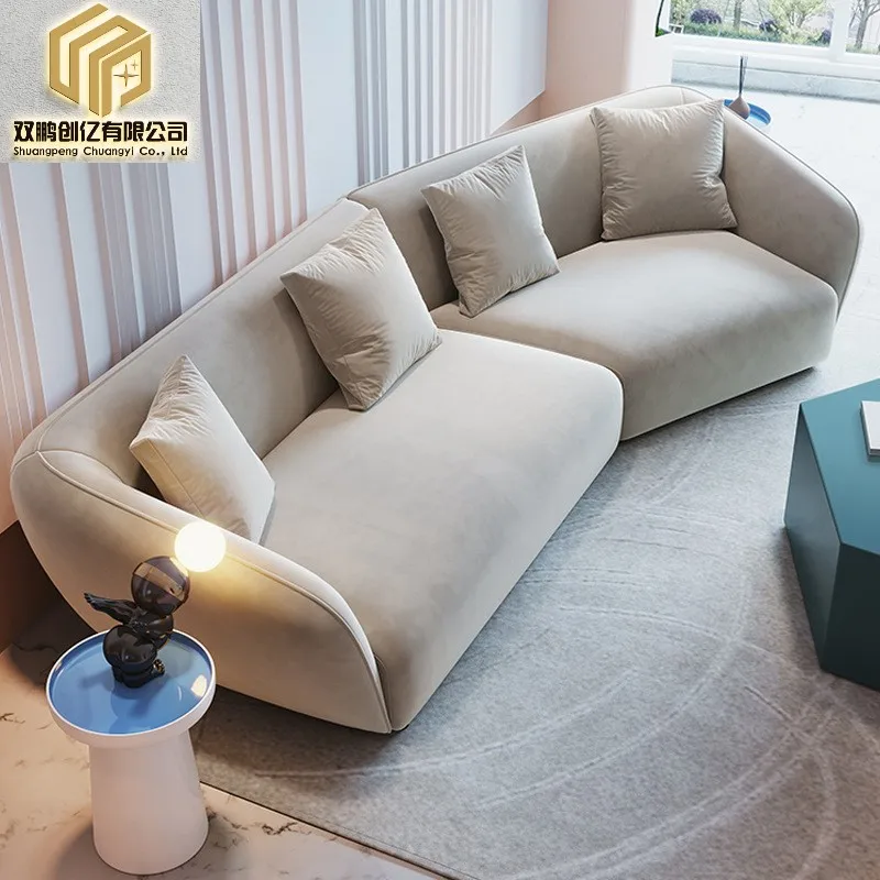 

Итальянский матовый тканевый диван изогнутый современный минималистичный размер гостиная Трехместный фланелевый диван