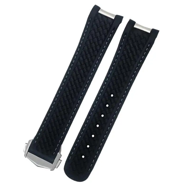 

HAODEE 20mm 21mm Fluorous Rubber Watchband For Omega Seamaster Watch AT150 AQUA TERRA 150 FKM Soft Strap Folding Buckle