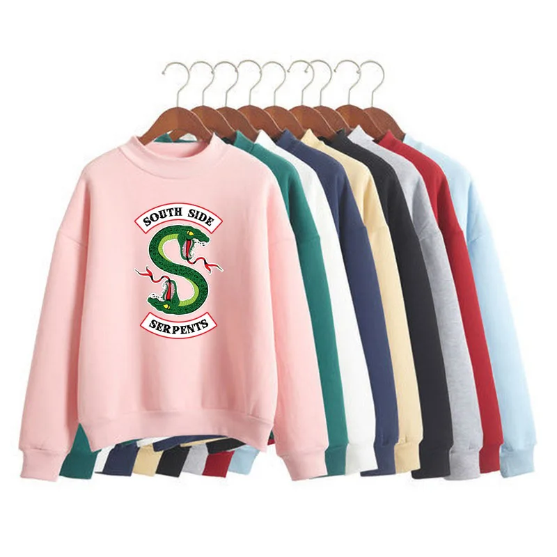 South Side Serpents Print Women Sweatshirt Sweet Korean O-neck Knitted Pullover Thick Autumn Candy Color Lady Riverdale Clothing
South Side Serpents Print Women Sweatshirt Sweet Korean O-neck Knitted Pullover Thick Autumn Candy Color Lady Riverdale Clothing