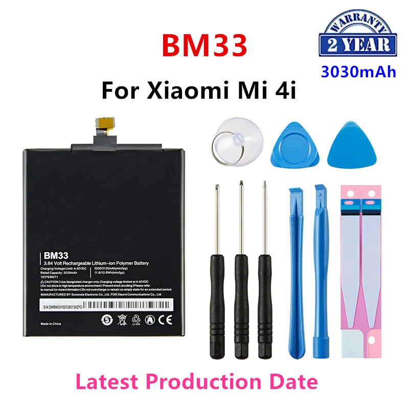 

100% Orginal BM33 3120mAh Battery For Xiaomi 4i Mi 4i Mi4i M4i BM33 High Quality Phone Replacement Batteries +Tools