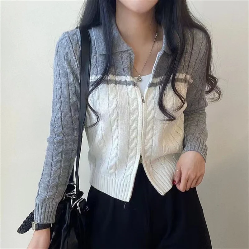 Knitted Cardigans Women Vintage Skinny Chic Hotsweet Korean Fashion Zipper Twist Sweater Coat Streetwear Harajuku Crop Tops T044
Knitted Cardigans Women Vintage Skinny Chic Hotsweet Korean Fashion Zipper Twist Sweater Coat Streetwear Harajuku Crop Tops T044