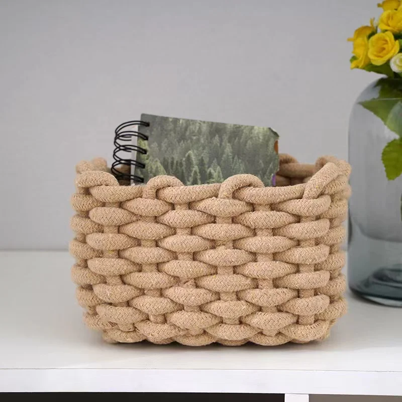 INS Fashionable Handmade Coarse Cotton Woven Storage Basket Desktop Makeup Organizer Storage Box and Debris
INS Fashionable Handmade Coarse Cotton Woven Storage Basket Desktop Makeup Organizer Storage Box and Debris