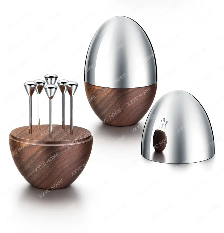 

Nordic Creative Fruit Toothpick Stainless Steel Ins Style Light Luxury Mood Egg Fruit Fork Cocktail Sign