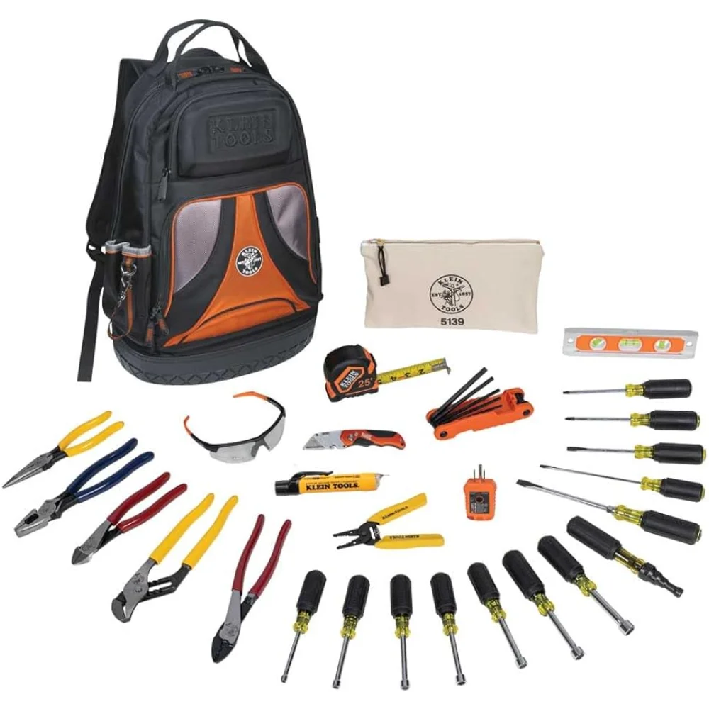 

Klein Tools 80028 Hand Tools Kit includes Pliers, Screwdrivers, Nut Drivers, Backpack, and More Jobsite Tools, 28-Piece