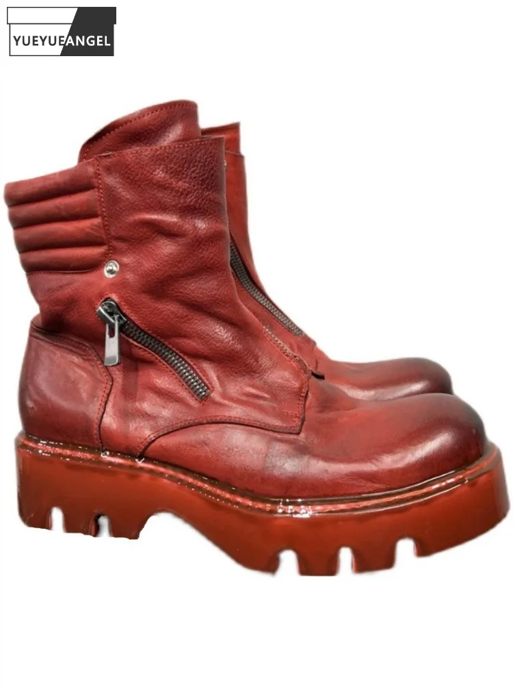 Gothic Men Vintage High Top Thick Platform Ankle Boots Cowhide Genuine Leather Work Safety Shoes Riding Boots Customized 10 Days
Gothic Men Vintage High Top Thick Platform Ankle Boots Cowhide Genuine Leather Work Safety Shoes Riding Boots Customized 10 Days