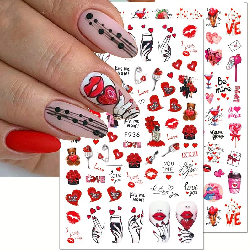 3D Cartoon Valentines Nail Stickers Love Heart Rose Red Lips Nail Art Stickers Valentine Stickers for Nails DIY Manicure Decor
3D Cartoon Valentines Nail Stickers Love Heart Rose Red Lips Nail Art Stickers Valentine Stickers for Nails DIY Manicure Decor