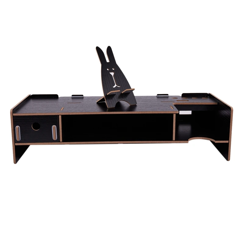 

Multi-Function Monitor Stand Computer Laptop Support Wooden Handwork Assemble Stand With Storage Drawer Installation Convent