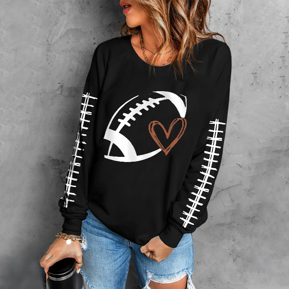 American Football Graphic Round Neck Casual Tops Women Long Sleeve Hoodies Pullover Sweatshirt Fashion Oversized Autumn Clothing
American Football Graphic Round Neck Casual Tops Women Long Sleeve Hoodies Pullover Sweatshirt Fashion Oversized Autumn Clothing