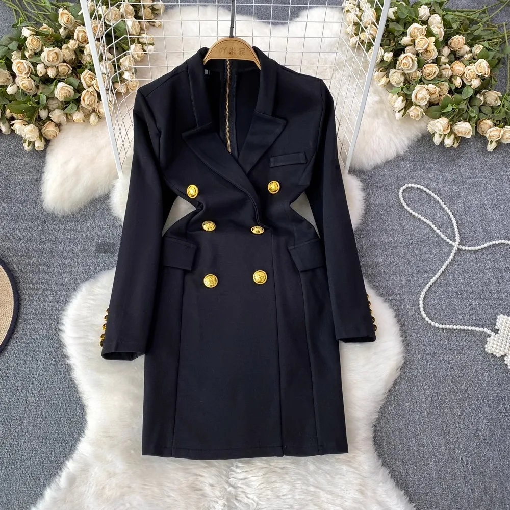 Women Zipper Jacket Notched Collar Long Sleeve Female Dress Fashion Autumn Blazer Dress Single Breasted Slim Fitting Dress A8008
Women Zipper Jacket Notched Collar Long Sleeve Female Dress Fashion Autumn Blazer Dress Single Breasted Slim Fitting Dress A8008