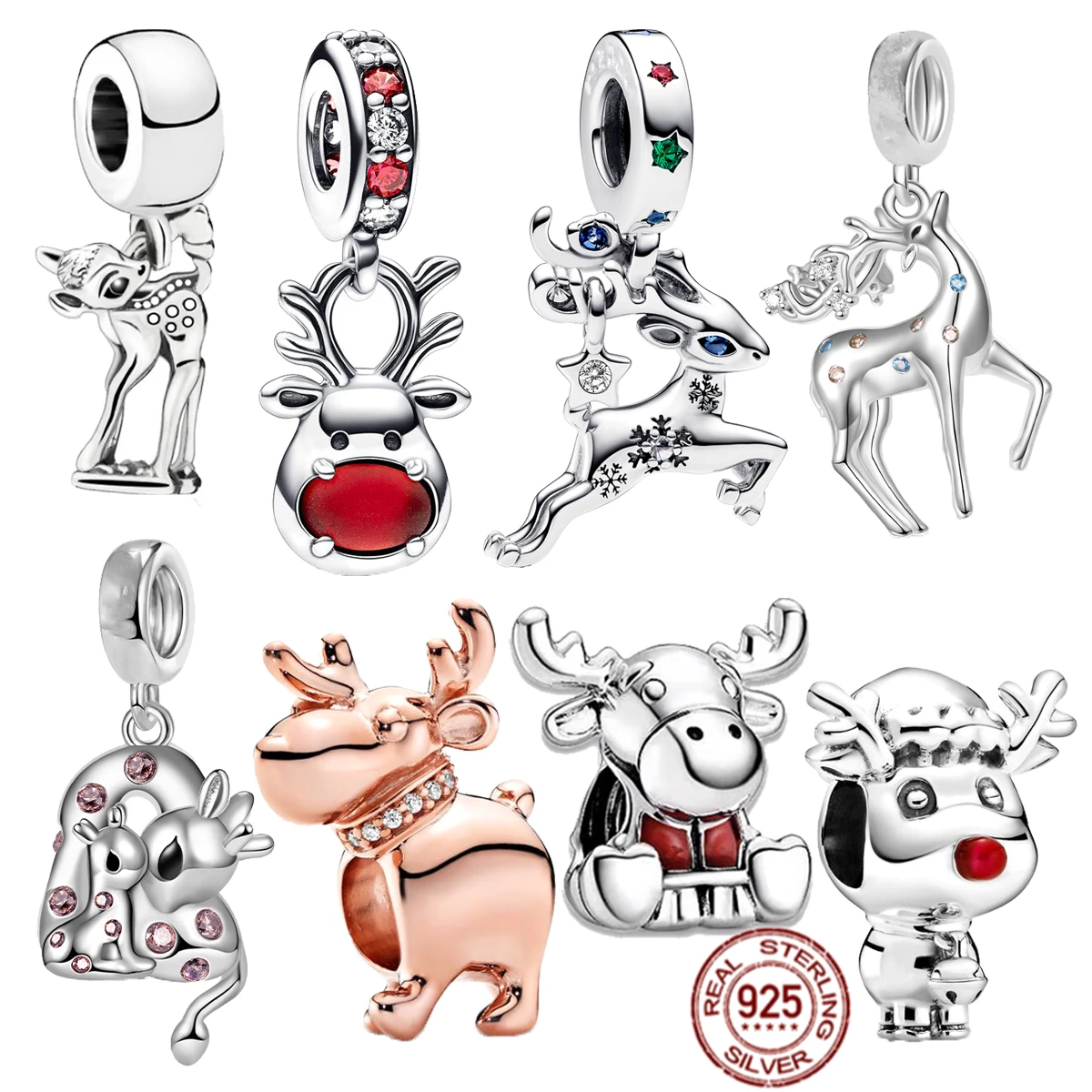 Hot Sale Red Nose Reindeer Dangle Sika Deer Charms Beads 925 Sterling Silver Fit Original Pandora Bracelet DIY Jewelry For Women
Hot Sale Red Nose Reindeer Dangle Sika Deer Charms Beads 925 Sterling Silver Fit Original Pandora Bracelet DIY Jewelry For Women