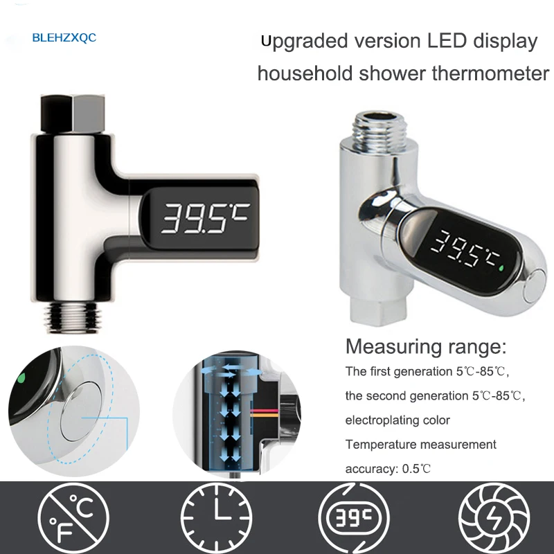 Household LED Display Water Shower Thermometer 5-85℃ Flow Self-powered Water Thermometer Monitoring Baby Care Energy Smart Meter
Household LED Display Water Shower Thermometer 5-85℃ Flow Self-powered Water Thermometer Monitoring Baby Care Energy Smart Meter