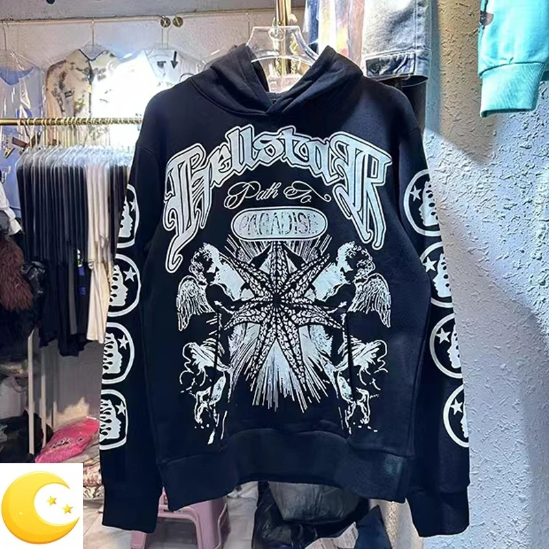 Hellstar VICTORY Hoodie Mud Letters Stars Flame Print Men Women Vintage Wash Black Casual Hooded Pullover
Hellstar VICTORY Hoodie Mud Letters Stars Flame Print Men Women Vintage Wash Black Casual Hooded Pullover
