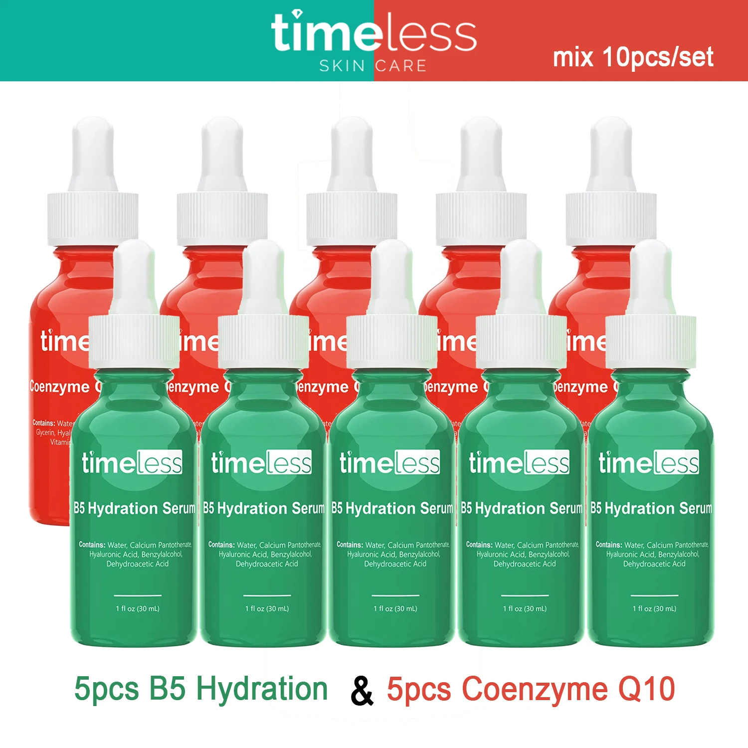 10Pcs Timeless Coenzyme Q10 Serum & Vitamin B5 Serum Whitening Moisturizing Anti-Wrinkle Vitamin E Facial Serum Lotion Skin Care
10Pcs Timeless Coenzyme Q10 Serum & Vitamin B5 Serum Whitening Moisturizing Anti-Wrinkle Vitamin E Facial Serum Lotion Skin Care