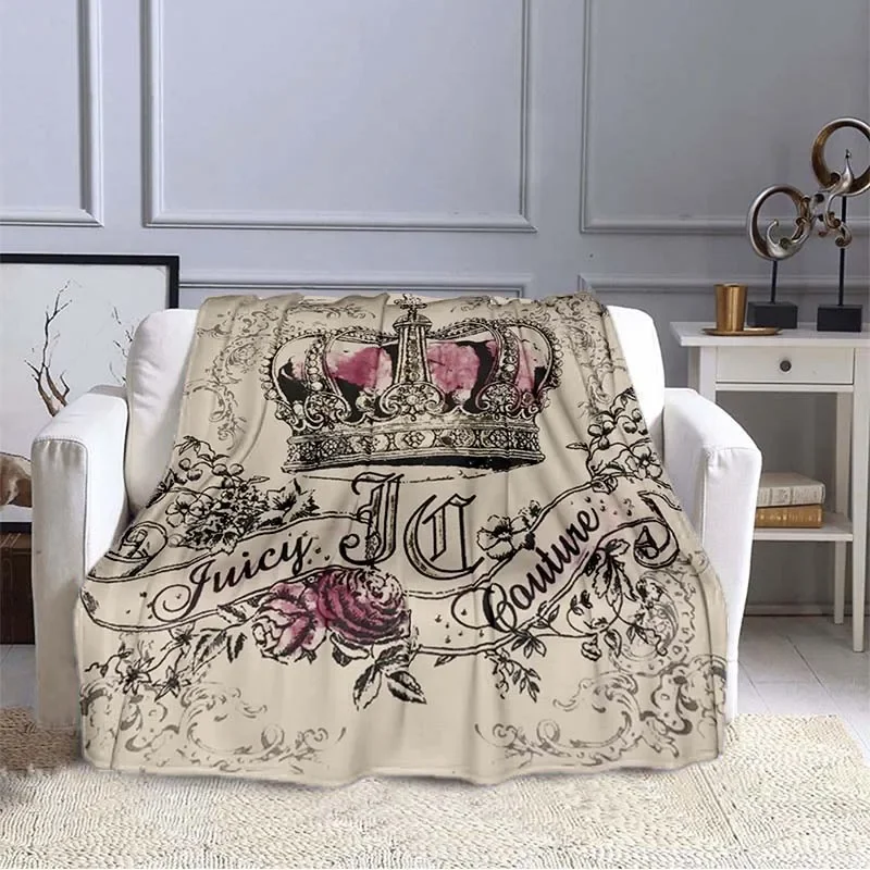 

Juicy Couture Fashion Velour Brand Blanket Sofa Cover Soft Hairy Blanket Flannel Fluffy Comfortable Home Travel Throw Blanket