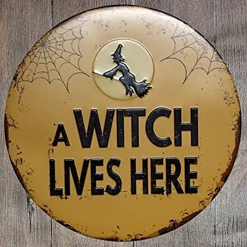 a witch lives here round metal tin sign suitable for home and kitchen Bar Cafe Garage Wall Decor Retro vintage diameter 12 inch
a witch lives here round metal tin sign suitable for home and kitchen Bar Cafe Garage Wall Decor Retro vintage diameter 12 inch