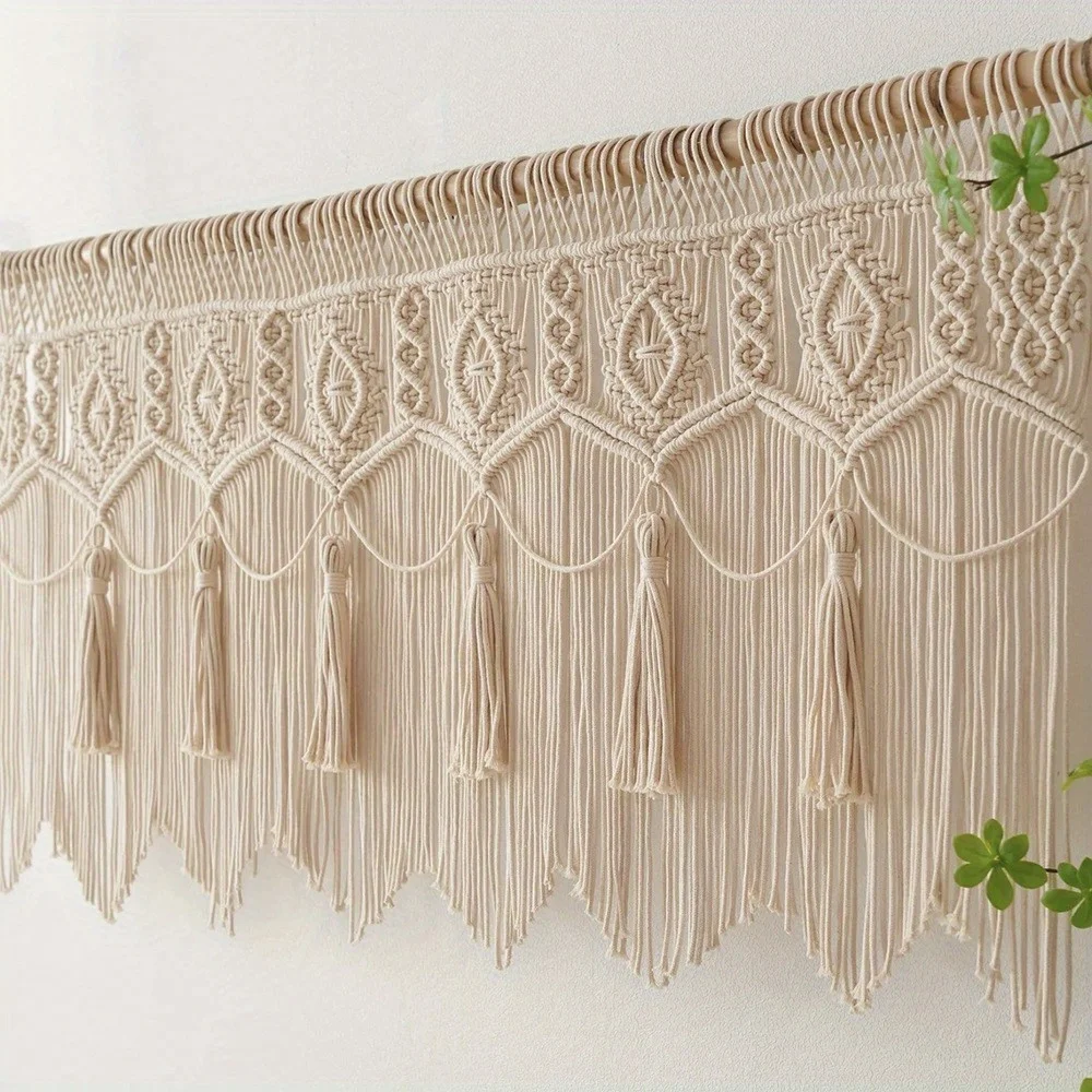 Beige Lace Tapestry with Tassels - Floral Pattern Wall Art 4 Se5b3bac8f9ed4a5f9d35a8ad05448862E