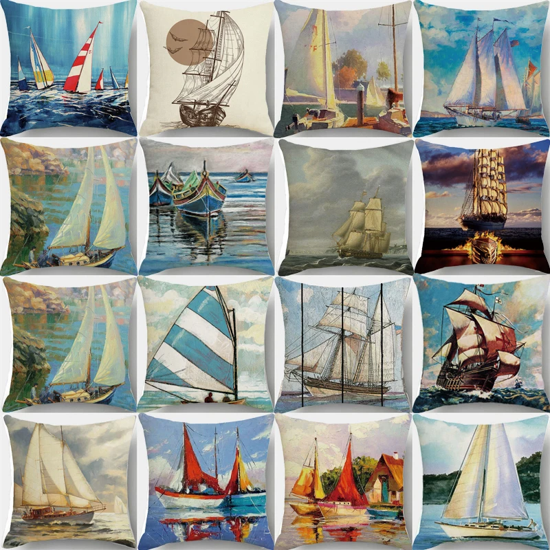 Watercolor Ocean Sailboat Pillowcases Great Nautical Oil Painting Cushion Cover Blue Sea Element Pillowslip Sofa Home Decorative
Watercolor Ocean Sailboat Pillowcases Great Nautical Oil Painting Cushion Cover Blue Sea Element Pillowslip Sofa Home Decorative