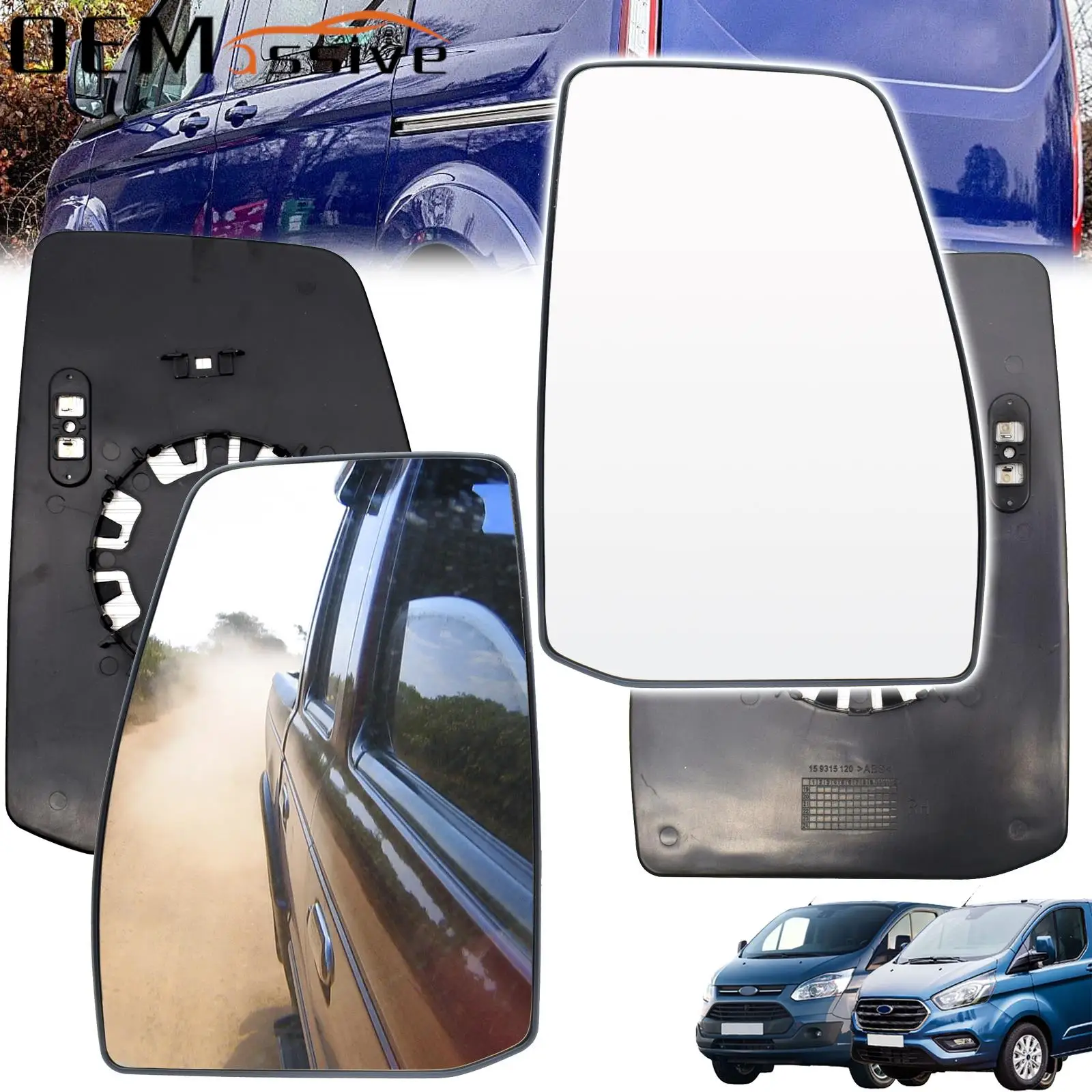 

For Ford Transit Custom Tourneo 2012 - 2021 Driver Passenger Side Door Wing Mirror Glass Heated Upper Clip On 1766583 1766586