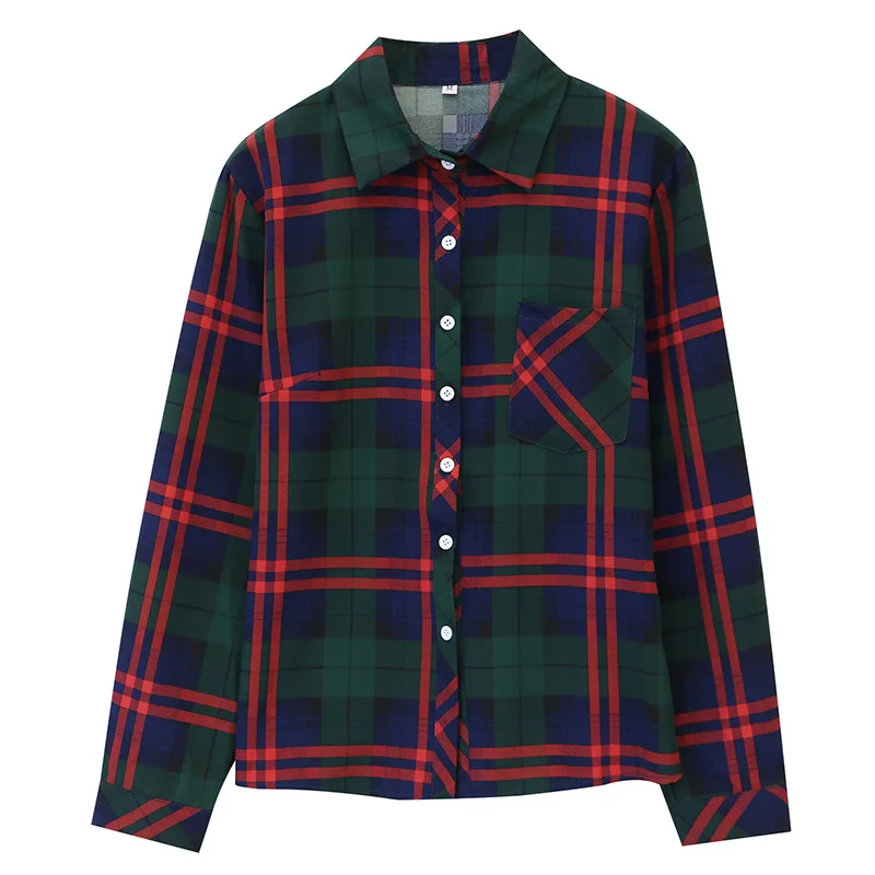 Women Polyester Shirts Blouses Plaid Long Sleeves Tops Casual Oversized Checkered Female Chemise Korean Style Camisas Outwear
Women Polyester Shirts Blouses Plaid Long Sleeves Tops Casual Oversized Checkered Female Chemise Korean Style Camisas Outwear