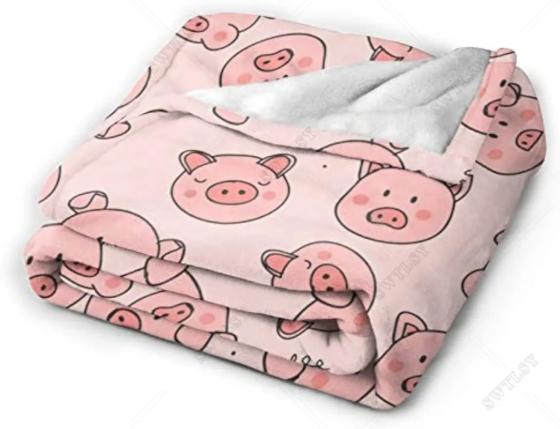 

Одеяло для дивана с милыми свиньями, удобное Фланелевое покрывало для кровати, мягкое легкое теплое декоративное одеяло для дивана, путешествий