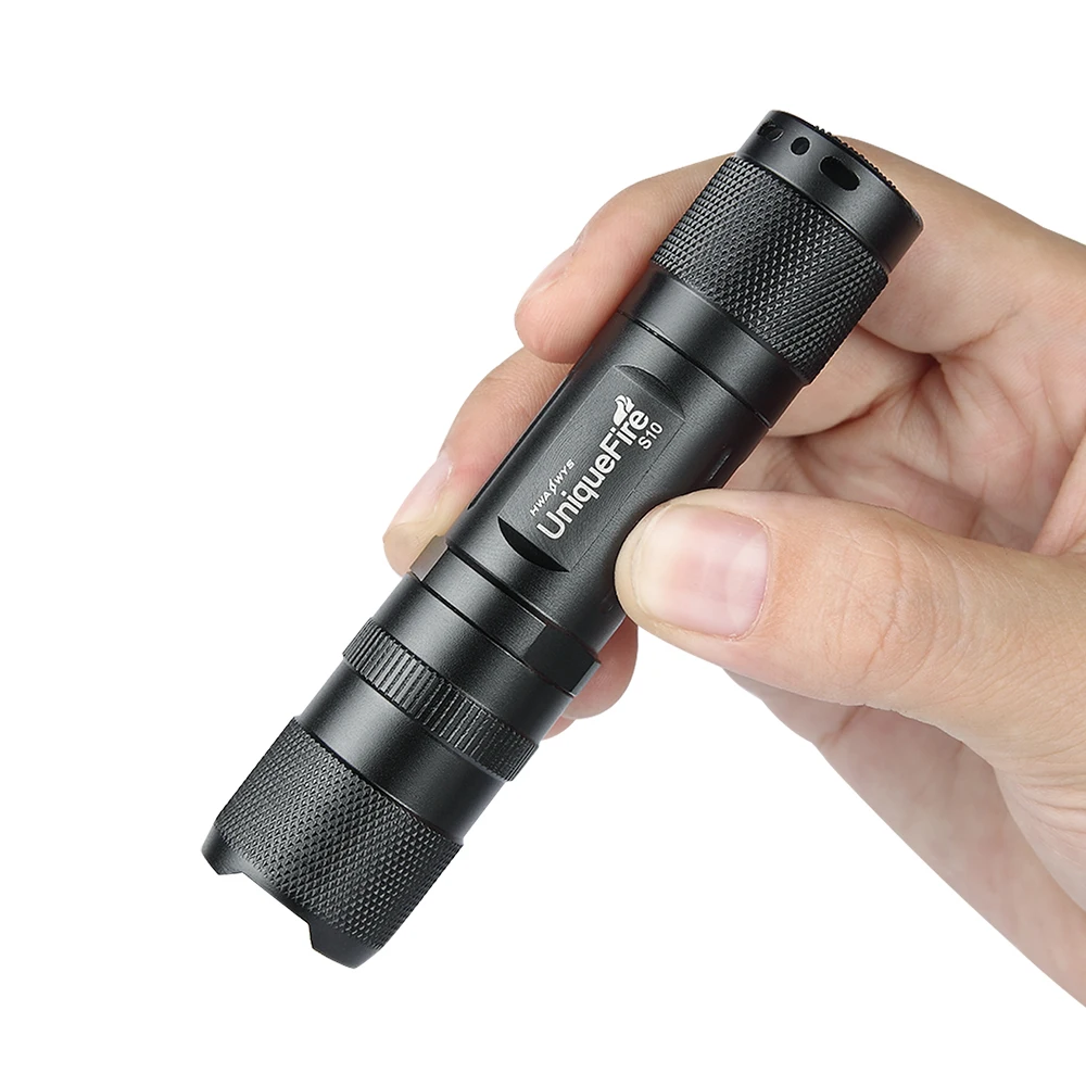 

Uniquefire UF-S10 Mini Size Aluminum Casing 3W 250 lumens Rechargeable R2 Led Flashlight for 1*AA/1*14500 Battery