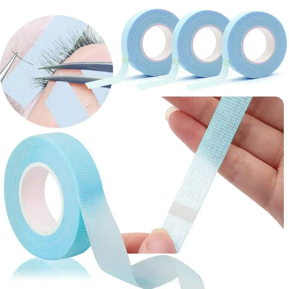 

6/24/48 Rolls Breathable Medical Paper Tapes Eyelash Extension Lint Blue Tape Eye False Lashes Patch Eyelid Sticker Non-woven
