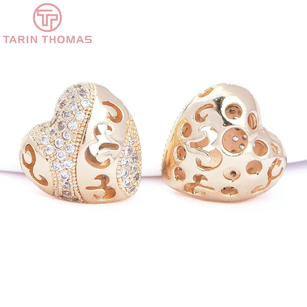 (8073) 2PCS 13.5MM 24K Gold Color Plated Brass with Zircon Heart Bracelet Beads Necklace Beads High Quality Jewelry Accessories
(8073) 2PCS 13.5MM 24K Gold Color Plated Brass with Zircon Heart Bracelet Beads Necklace Beads High Quality Jewelry Accessories