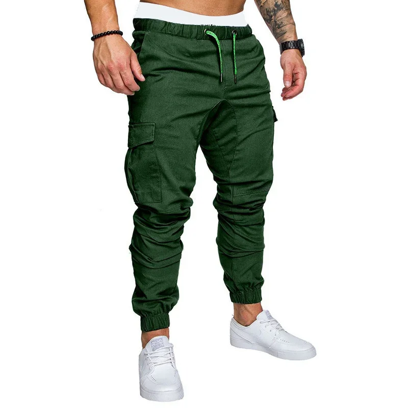 

Men Safari Cargo Pants Joggers Sweatpants Casual Male Sportswear Solid Multi-pocket Cargo Trousers Hip Hop Harem Pants Slim Fit