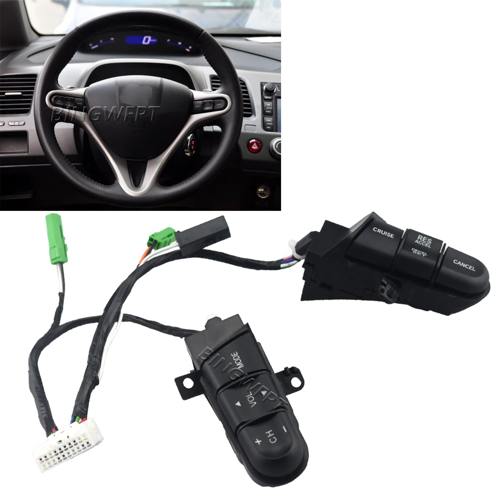 

Green Backlight NEW Steering Wheel Audio Control Switch Button 36770-SNA-B12 For Honda Civic 2006 2007 2008 2009 2010 2011