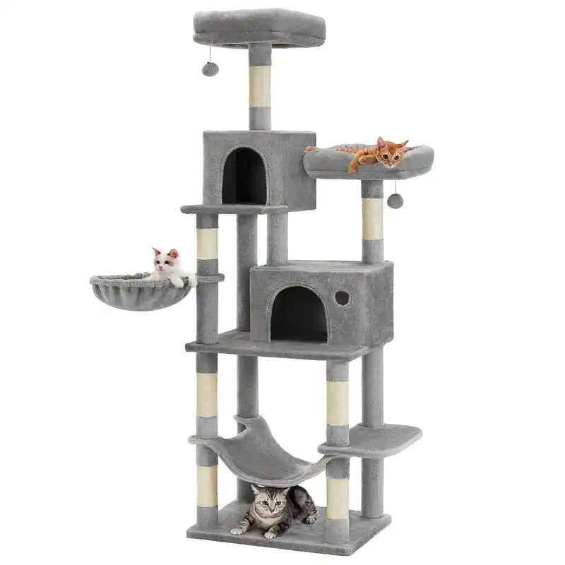 Cat Tree Tall Cat Tower with Removable Top Perch Covers Cat Condo with Scratching Posts Light Gray
Cat Tree Tall Cat Tower with Removable Top Perch Covers Cat Condo with Scratching Posts Light Gray