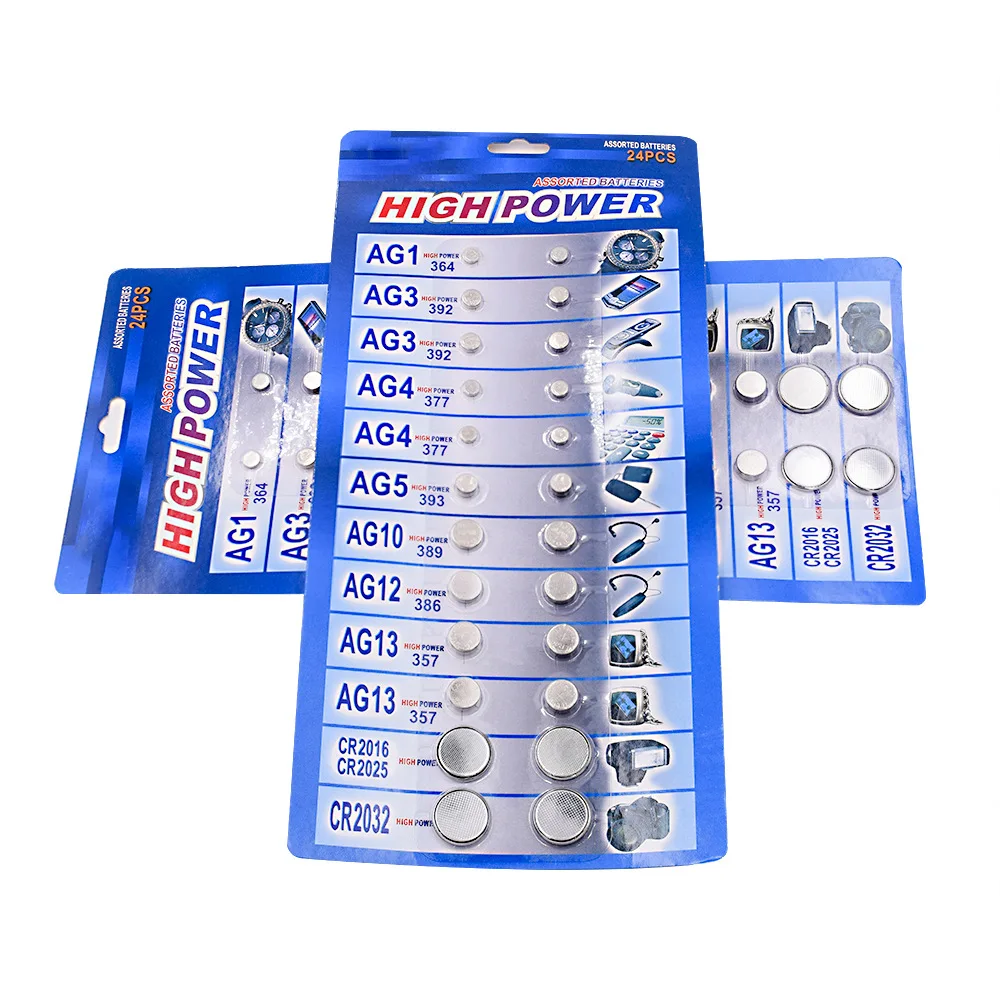 

PUJIMAX Coin Battery AG1 /AG3/AG4/AG5/AG10/AG12/AG1 Batteries Set for CR2016 CR2025 CR2032 Watch Toys Clock Calculator 24pcs/set