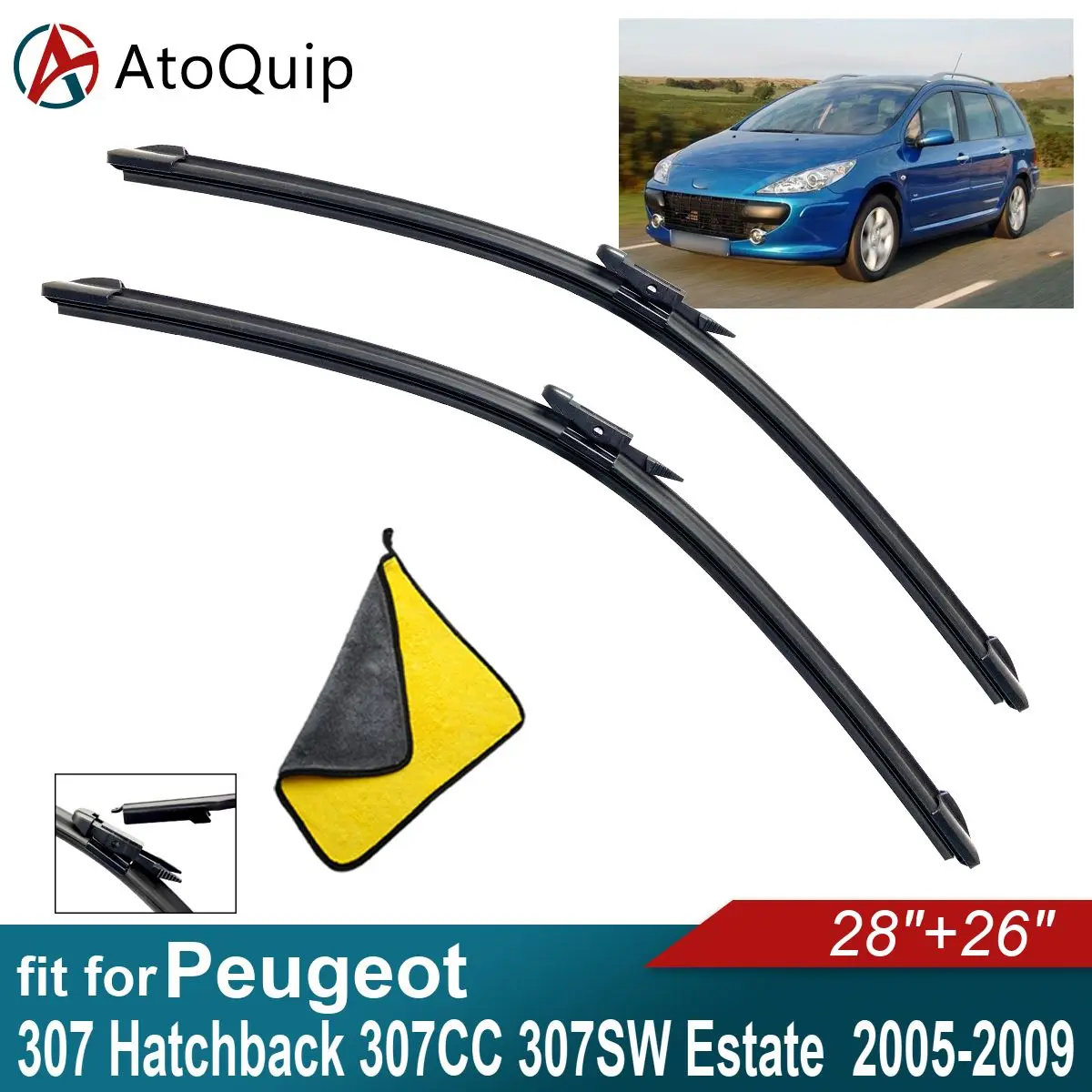 

Car Windshield Wiper Blades Fit For Peugeot 307 Hatchback 307CC Estate Wiper Blades Soft Rubber Auto Front Windscreen