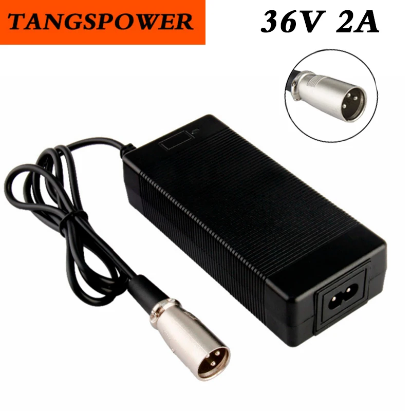 

TANGSPOWER 36V 2A electric scooter lead acid battery charger for 41.4V E-bike wheelchair lead acid battery 3-Pin XLR Connector