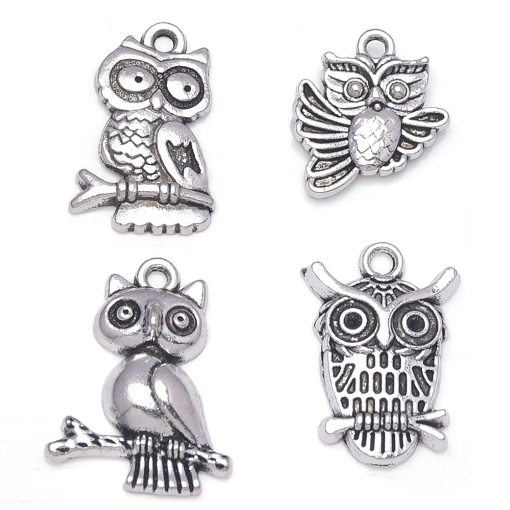 

10pcs/lot Multiple Styles Metal Owl Charms Pendant Ancient Jewelry For Necklace Bracelet DIY Making Accessories