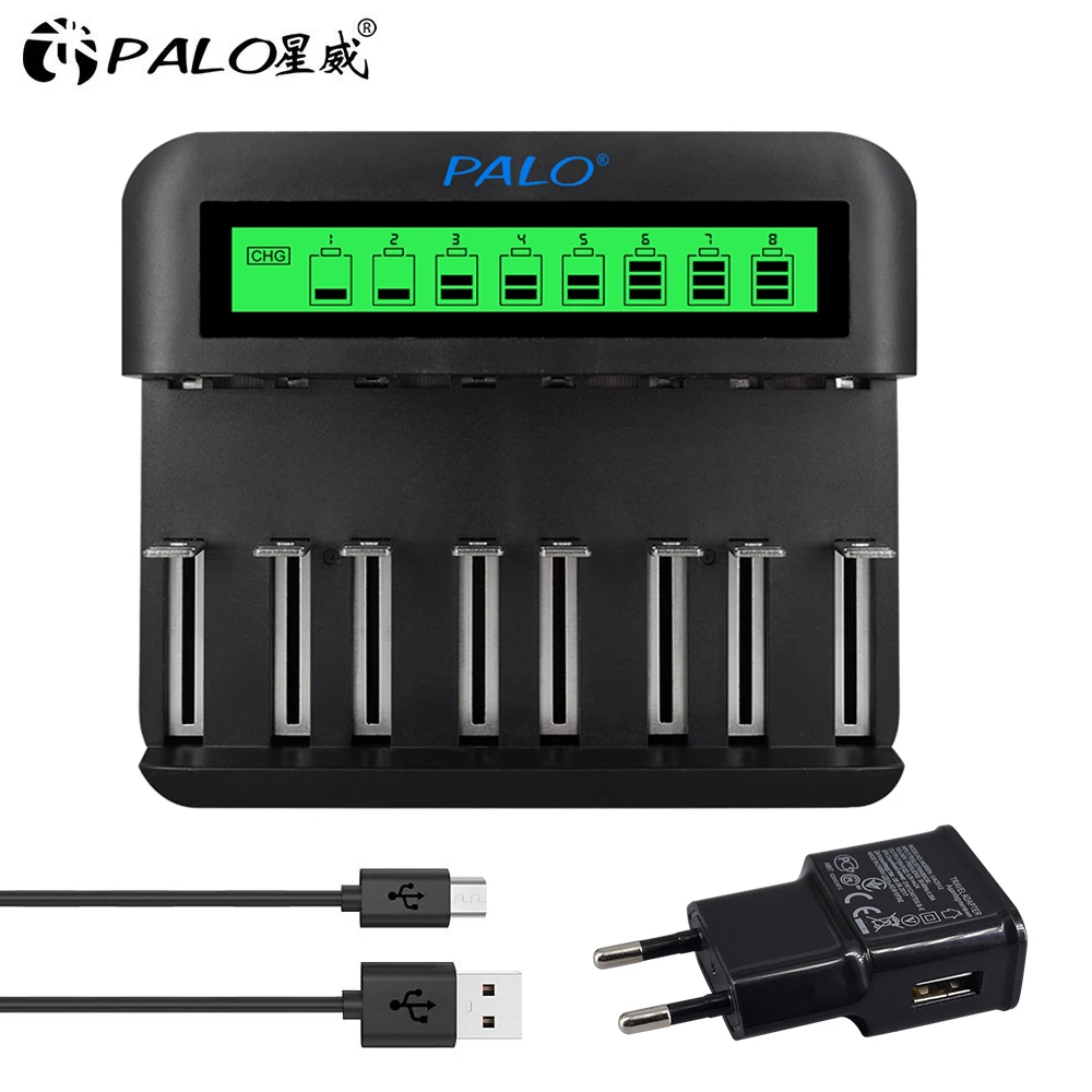 Умное зарядное устройство PALO с ЖК-дисплеем, 8 слотов, USB, 1,2 в, AA, AAA, C, D
Умное зарядное устройство PALO с ЖК-дисплеем, 8 слотов, USB, 1,2 в, AA, AAA, C, D