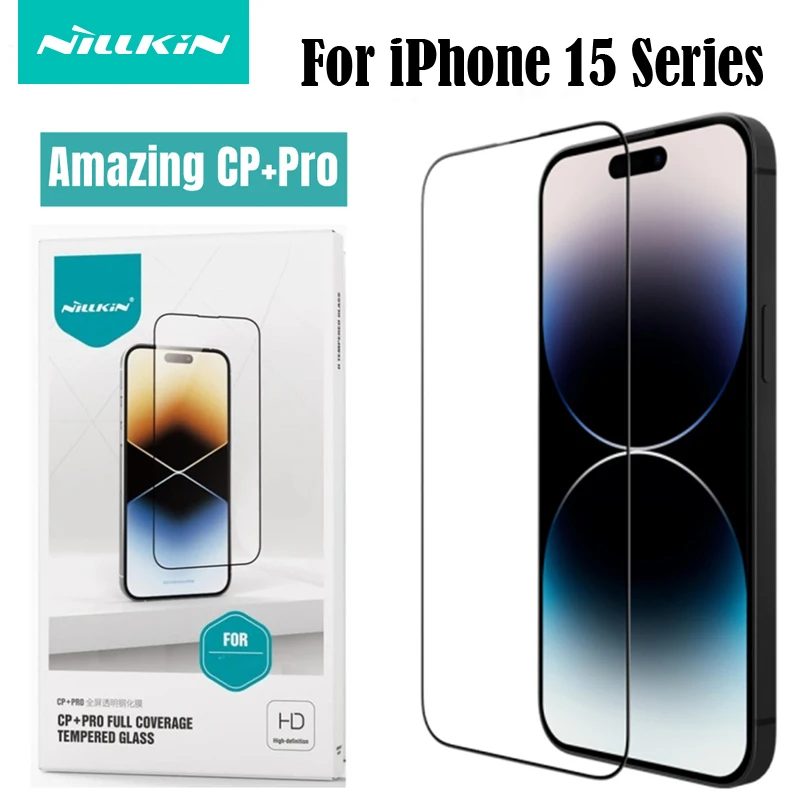 

For iPhone 15 Pro Max Tempered Glass Nillkin CP+Pro 2.5D Fully Covered Screen Protector Anti-Explosion Glass For iPhone 15 Plus