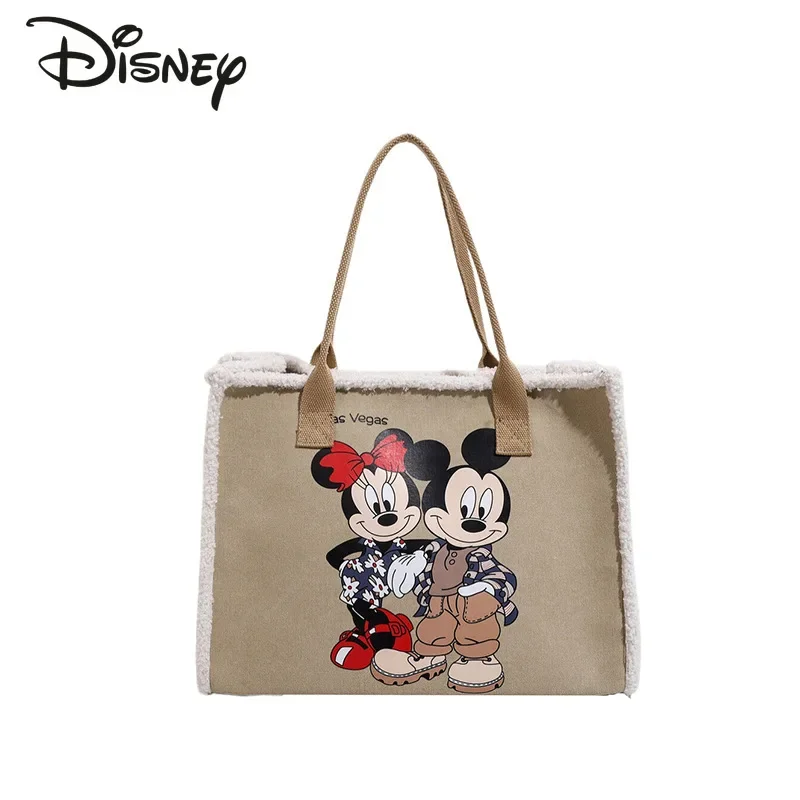 

Disney 2024 New Women's Handbag Fashionable High Quality Canvas Women's Commuter Bag Casual Large Capacity Women's Shopping Bag