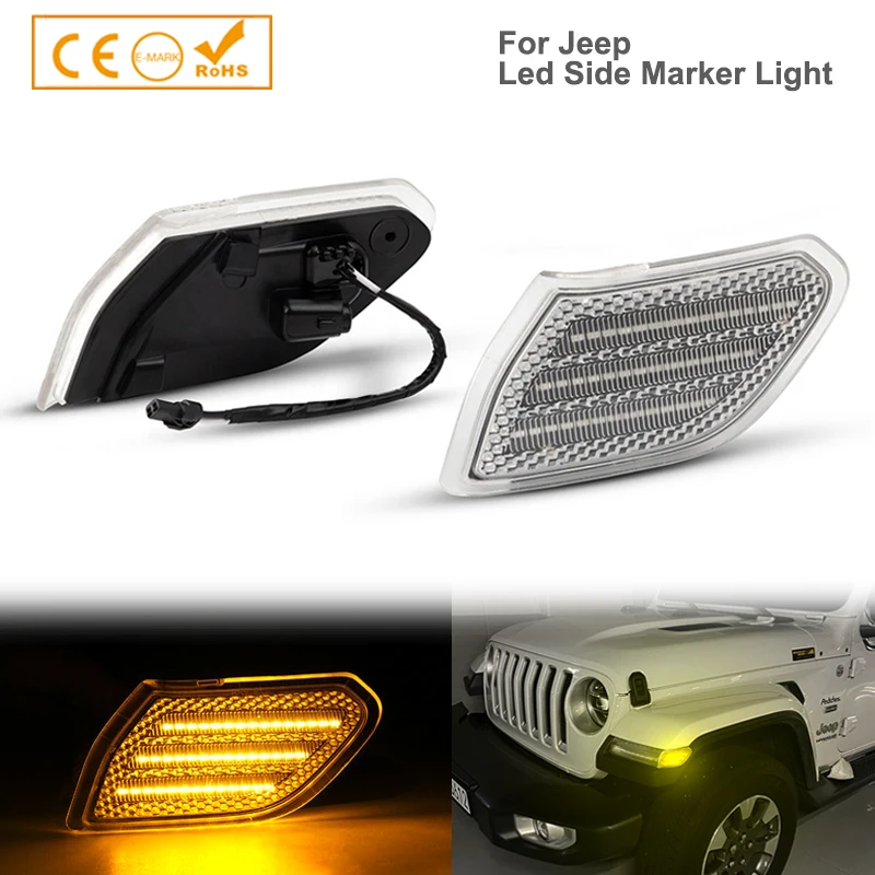 Full LED Side Marker Light Front Fender Parking Lamp Assembly For 2018-2021 Jeep Wrangler JL & Gladiator, Clear Lens, 2-Piece
Full LED Side Marker Light Front Fender Parking Lamp Assembly For 2018-2021 Jeep Wrangler JL & Gladiator, Clear Lens, 2-Piece