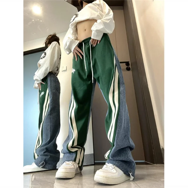 American High Street Straight Casual Pants Women Fashion Hip-Hop Simple Loose Trousers Denim Contrast Drawstring Lounge Pants
American High Street Straight Casual Pants Women Fashion Hip-Hop Simple Loose Trousers Denim Contrast Drawstring Lounge Pants