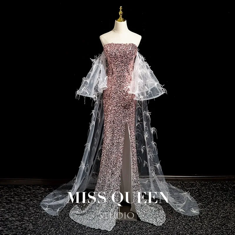 Pink Mermiad Sequin Evening Dresses Strapless Feather Detachable Cape Side Split Party Dance Cocktail Prom Gowns 2024
Pink Mermiad Sequin Evening Dresses Strapless Feather Detachable Cape Side Split Party Dance Cocktail Prom Gowns 2024