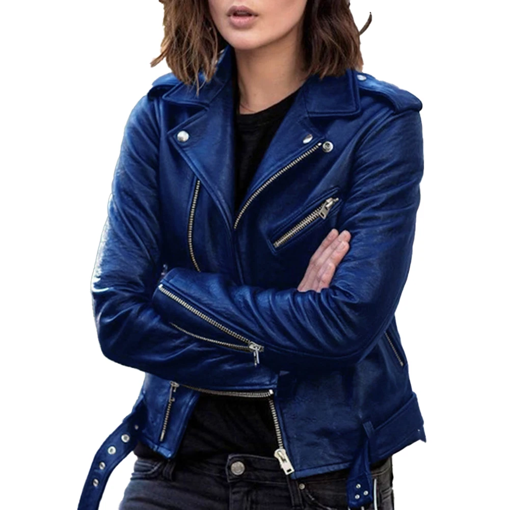 New Fashion Women PU Leather Jacket Vintage Short Lapel Zip Belt Biker Streetwear Mujer Tops Coats Jackets Clothing
New Fashion Women PU Leather Jacket Vintage Short Lapel Zip Belt Biker Streetwear Mujer Tops Coats Jackets Clothing