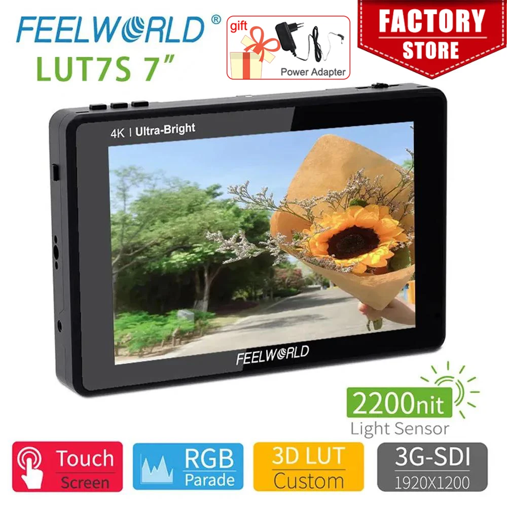 FEELWORLD LUT7S PRO Portable Monitor 7 Inch 3D LUT Touch Screen Waveform 3G-SDI 4K HDMI IPS Panel Field Monitor For Camera DSLR
FEELWORLD LUT7S PRO Portable Monitor 7 Inch 3D LUT Touch Screen Waveform 3G-SDI 4K HDMI IPS Panel Field Monitor For Camera DSLR
