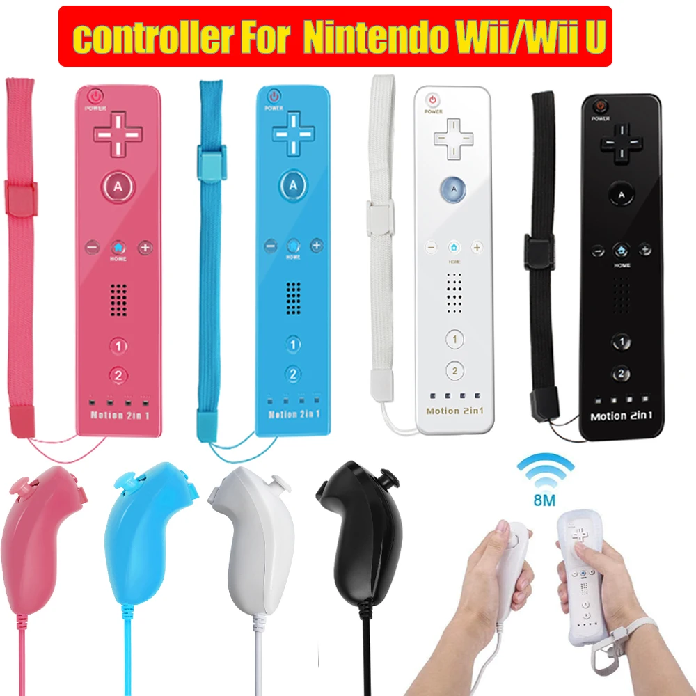 

2in1 Wireless Remote Gamepad Controller For Nintendo Wii/Wii U Joystick Set Nunchuck Motion Plus with Silicone Case Video Game