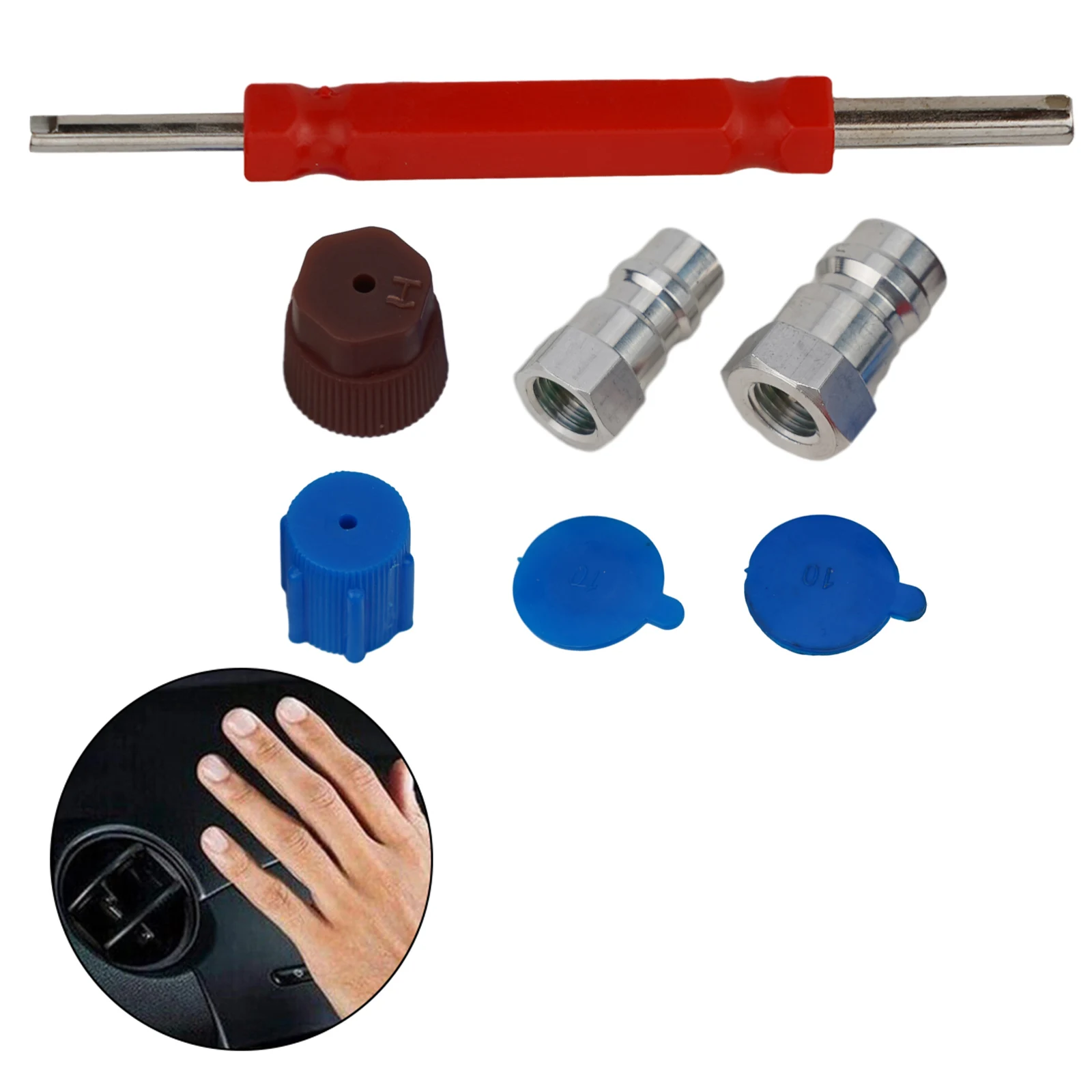 A/C Adapter Air Conditioning Conversion Valve Core Cap Kit R12 To R134a With Removal Tool Retrofit Valve Fitting
A/C Adapter Air Conditioning Conversion Valve Core Cap Kit R12 To R134a With Removal Tool Retrofit Valve Fitting