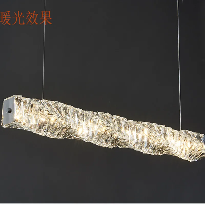 Modern Luxury Restaurant Crystal LED Chandelier Cafe Kitchen Island Chrome Steel Hanging Lamp Dining Table Long Lighting Fixture
Modern Luxury Restaurant Crystal LED Chandelier Cafe Kitchen Island Chrome Steel Hanging Lamp Dining Table Long Lighting Fixture