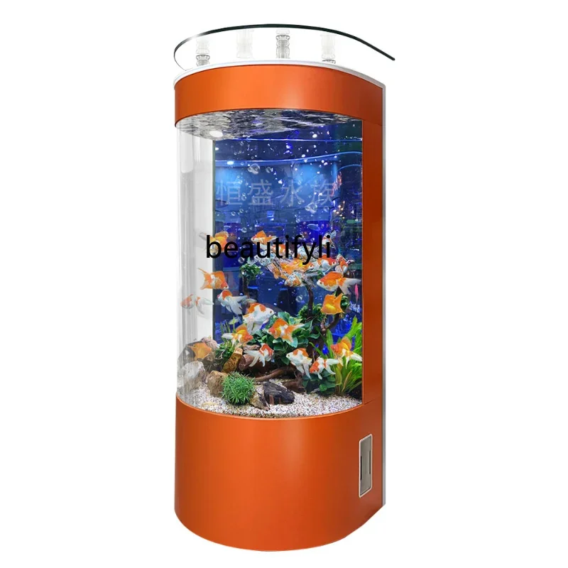 

Fish Tank Living Room Small 2023 New TV Cabinet Side Integrated Medium and Large Glass Semi-Cylindrical Aquarium fish tank