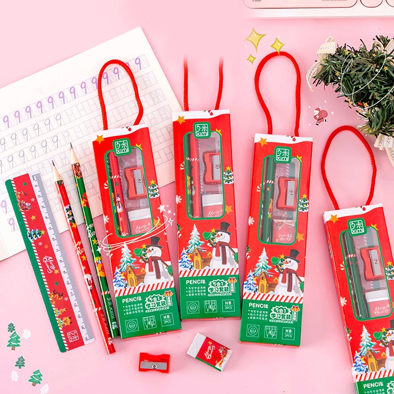 5Pcs/Pack Cute Christmas Stationery Set Pencil Ruler Earser Sharpener Pencil Case Stationery Set For School Girls Boys Gift
5Pcs/Pack Cute Christmas Stationery Set Pencil Ruler Earser Sharpener Pencil Case Stationery Set For School Girls Boys Gift