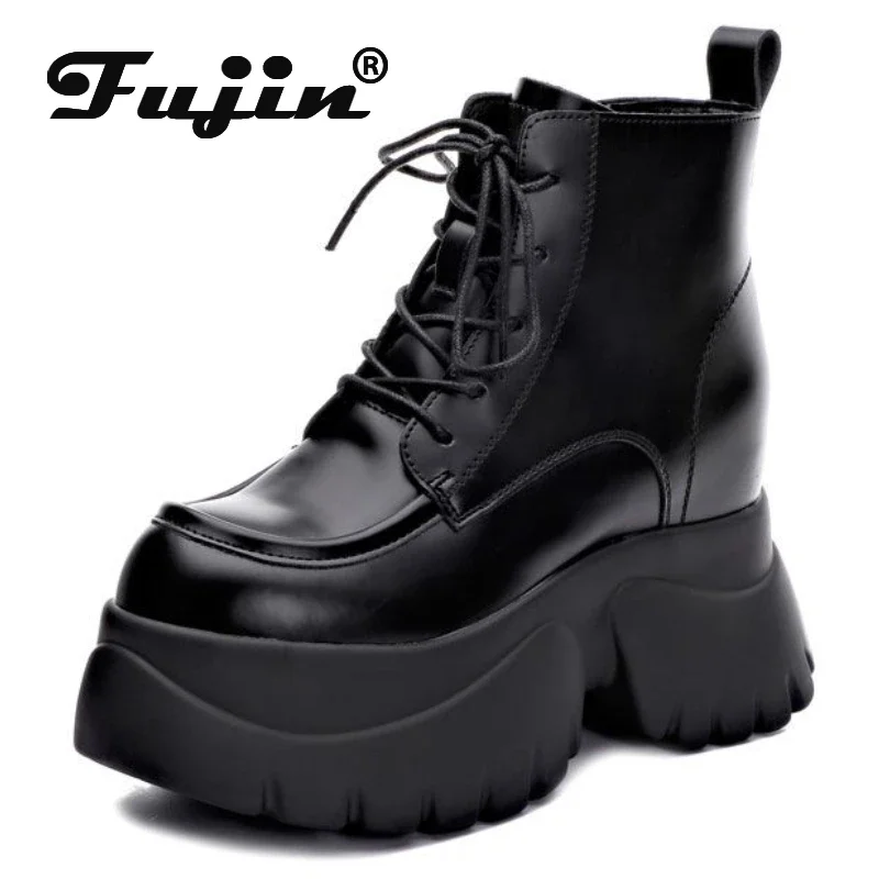 Fujin 10cm Cow Genuine Leather Synthetic Cushioned Ankle Boots Platform Wedge High Heel Spring Autumn Women Spring Durable Shoes
Fujin 10cm Cow Genuine Leather Synthetic Cushioned Ankle Boots Platform Wedge High Heel Spring Autumn Women Spring Durable Shoes